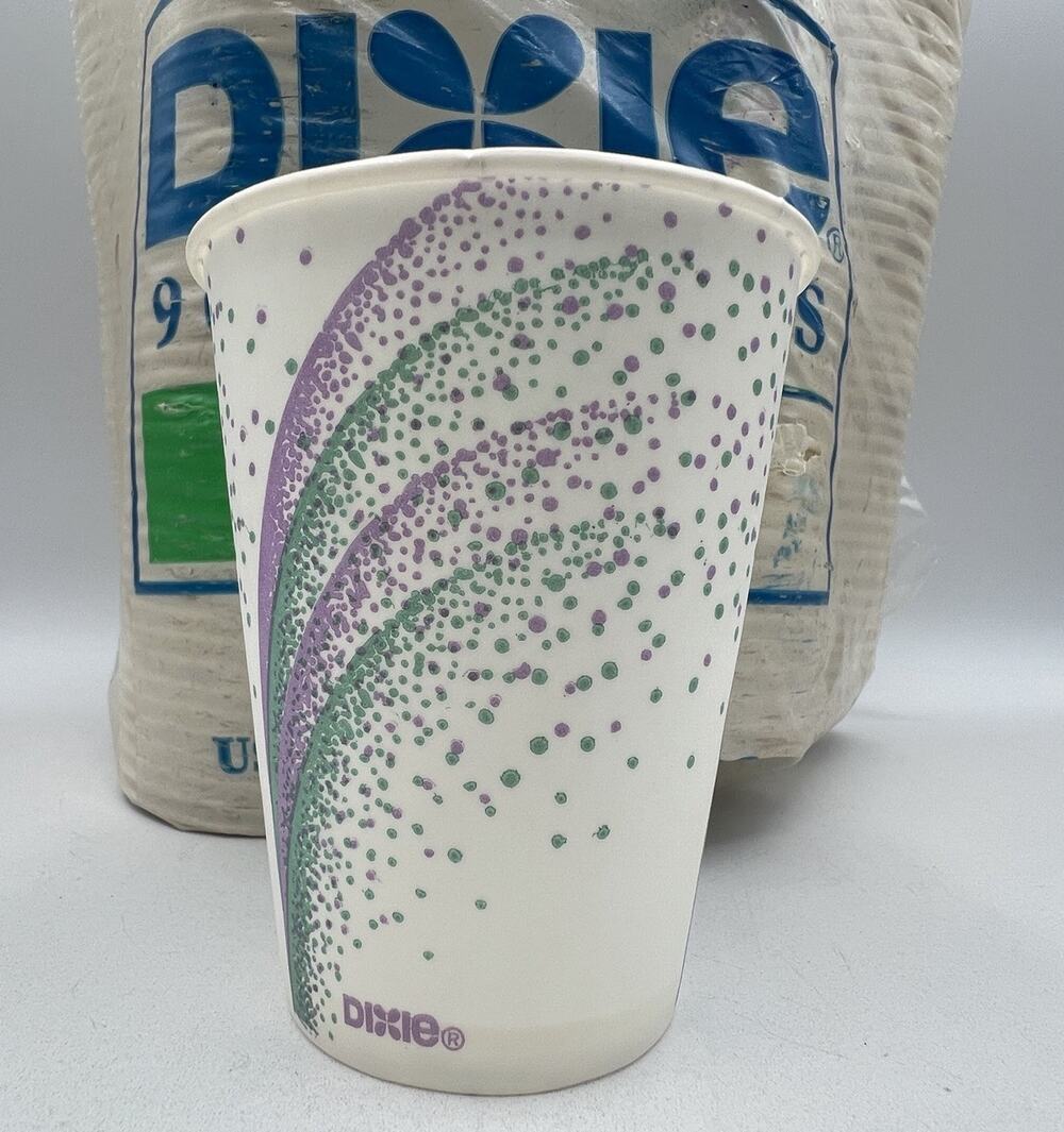 Vintage 1990s Dixie Cold Cups Drink 9 oz 150 Count Green Purple 1992